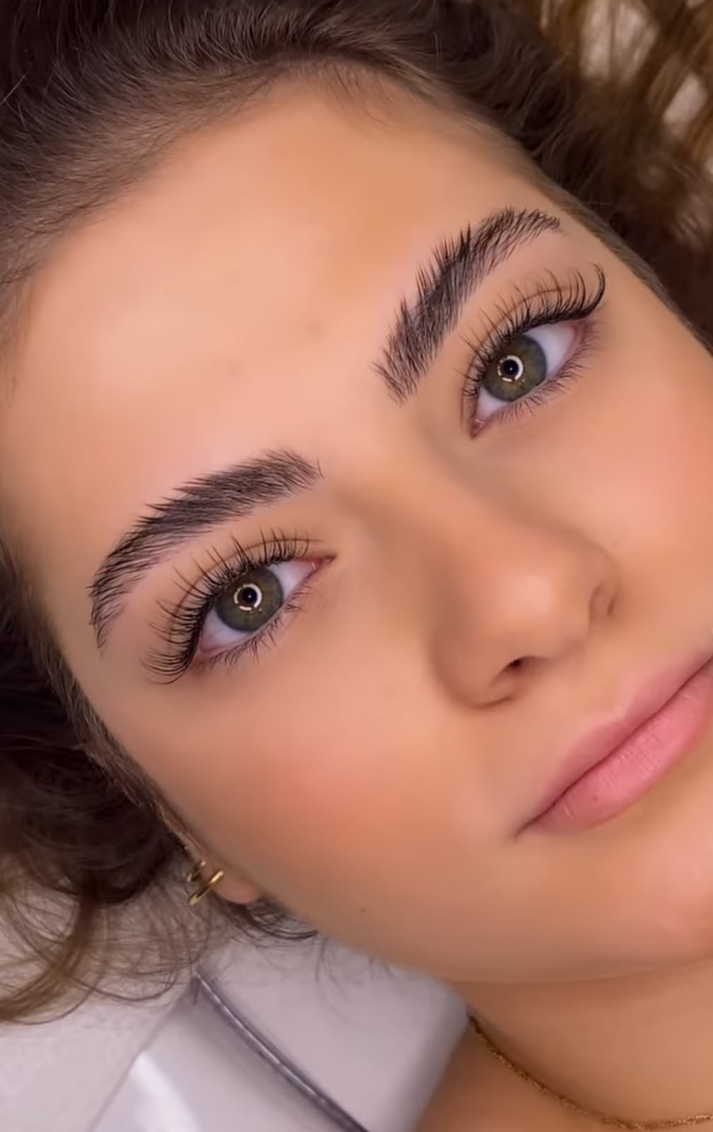 Eyelash extensions close-up
