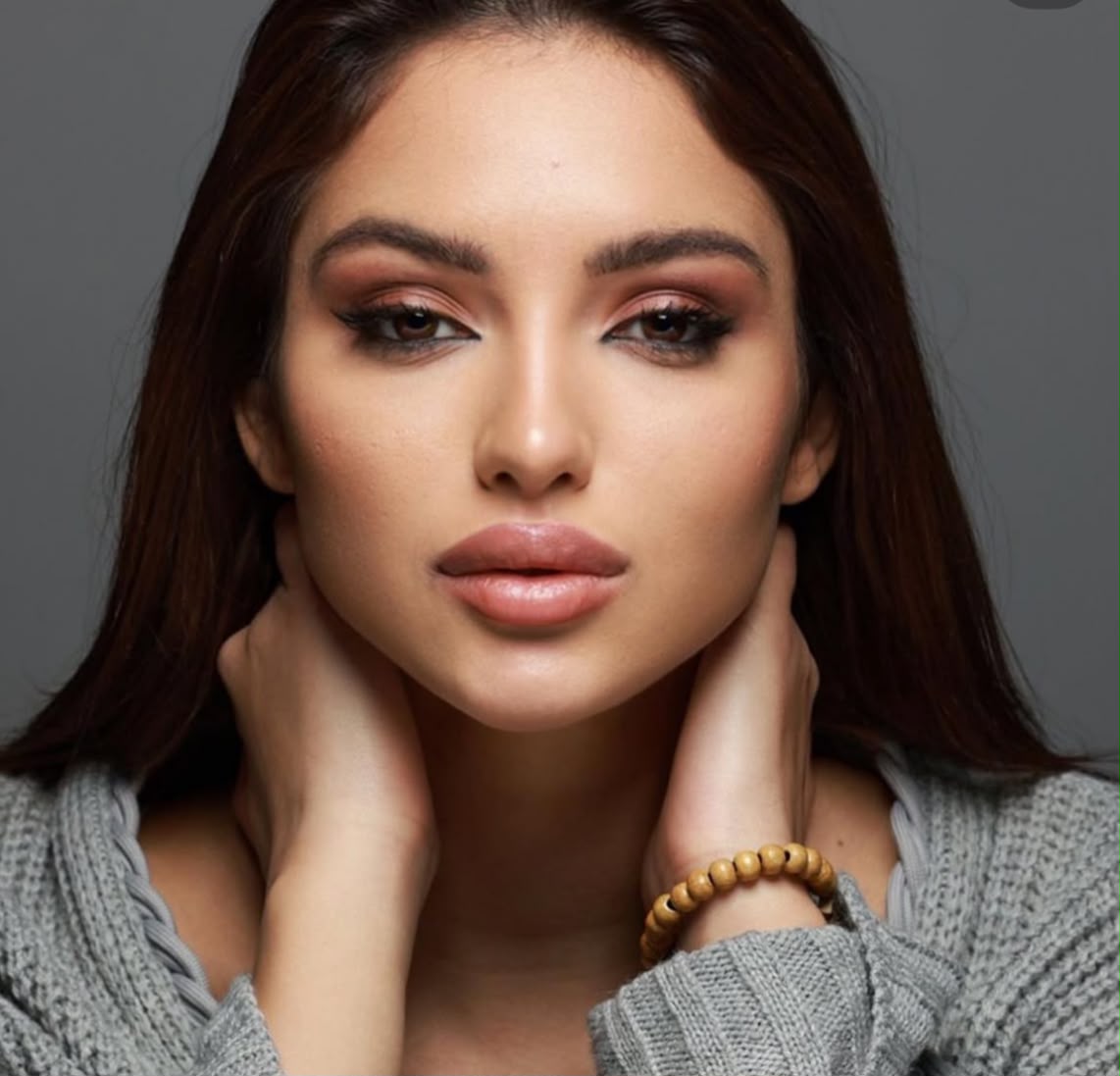 Professional makeup application detail